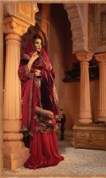 Plushy Front, Back and Sleeves Embroidered Velvet Neckline Embroidered Velvet Sleeves and Ghera Lace Embroidered Velvet Chaak Lace 2 Velvet Dupatta Panels Embroidered Velvet Dupatta Patti Embroidered Velvet Dupatta Panel Lace 1 Embroidered Velvet Dupatta Panel Lace 2 Cotton Satin Trouser