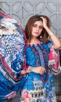 Chikan Printed Lawn front with Embroidered Neckline Patch Printed Lawn Back and Sleeves Printed Chiffon Dupatta Dyed Trouser With Embroidered Patch