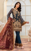 CHIFFON EMBROIDERED FRONT (1YARD) ORGANZA EMBROIDERED FRONT BORDER PATCH  (1 YARD) CHIFFON EMBROIDERED BACK   (1 YARD) ORGANZA EMBROIDERED BACK BORDER PATCH (1 YARD) CHIFFON EMBROIDERED SLEEVES (0.60YARD) ORGANZA PLAIN SLEEVES SECOND PATCH 1 PIECE EMBROIDERED SLEEVES  PATCH (1.25 YARD) DUPATTA JAMAWAR (2.50 YARDS) DYED GRIP RAW-SILK TROUSER(2.50 YARDS) ORGaAZA PLAIN TROUSER PATCH (1 PIECE ) ORGANZA EMBROIDERED TROUSER SECOND PTCH (1.15 YARDS)