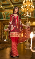 Chiffon Embroidered Front, Sleeves, Dupata, Embroidered Front, Daman Patch, Embroidered Trouser and Accessories.