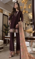 CHIFFON EMBROIDERED FRONT, BACK , SLEEVES, DUPATTA, EMBROIDERED FRONT, BACK DAMAN PATCH EMBROIDERED TROUSER PATTI PATCH, GRIP TROUSER ACCESSORIES