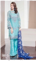 Chiffon Embroidered Front. Back. Sleeves. Embroidered Daman Patti. Chiffon Embroidered Dupatta & Grip Trouser. Accessories