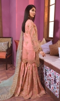EMBROIDED ORGANZA FRONT, BACK AND SLEEVES. EMBROIDED FRONT , BACK AND SLEEVES PATCH EMBROIDED ORGANZA DUPATTA. EMBROIDED GRIP SHARARAH AND ACCESSORIES.