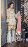 Chiffon Embroidered Front Sleeves Dupatta Chiffon Back & Patch Embroidered Front Back Daman Trouser Patti Grip Trouser