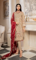 EMBROIDERED CHIFFON FRONT & SLEEVES CHIFFON BACK EMBROIDERED CHIFFON DUPATTA EMBROIDERED DAMAN PATCH GRIP TROUSER