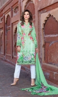 Digital Printed Embroidered Front Digital Printed Back and Sleeves Digital Printed Chiffon Dupatta Embroidered Trouser