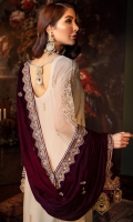 Chiffon Embroidered Front Chiffon Embroidered Back Chiffon Embroidered Sleeves Organza Embroidered Front Border Organza Embroidered Back Border Organza Embroidered Sleeves Border Organza Embroidered Sleeve Motifs Velvet Embroidered Shawl Velvet Embroidered Shawl Pallu Velvet Embroidered Trouser Patti Dyed Raw Silk Trouser