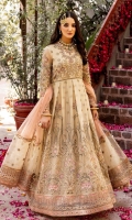 Chiffon Embroidered Front  Chiffon Embroidered Back  Chiffon Embroidered Front & Back Bodice  Plain Chiffon Sleeves  Organza Embroidered Embellished Neckline  Organza Embroidered Front Border  Organza Embroidered Back Border  Organza Embroidered Sleeves Border  Organza Embroidered Sleeves Motifs  Dyed Net Dupatta  Organza Embroidered Dupatta Pallu  Dyed Raw Silk Trouser