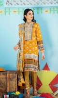 Shirt: Chunri Printed Lawn (3 meters) Dupatta: Chunri Printed Lawn (2.5 meters) Trouser: Dyed Cambric (2.5 meters)