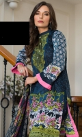 3 Piece Embroidered Lawn Suit Shirt : Printed Lawn Dupatta : Printed Chiffon Trouser : Dyed EMBROIDERY: Embroidered Gala
