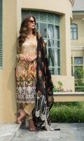 3 Piece Embroidered Lawn Suit Shirt : Printed Lawn Dupatta : Embroidered and printed Chiffon Trouser : Dyed EMBROIDERY: Embroidered Daman on Shirt Embroidered Border for Sleeves Embroidered Pallu for Dupatta