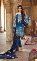 Digital Printed Swiss Shirt With Embroidered Embroidered Chiffon Dupatta Cotton Dyed Trouser