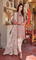 Digital Printed Luxury Lawn Shirt With Embroidered Neck Embroidered Bamber Chiffon Dupatta Cotton Dyed Trouser Embroidered Lass Fort+Patches