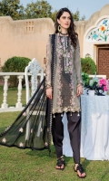Digital Printed Luxury Lawn Shirt With Embroidered Neck Embroidered Bamber Chiffon Dupatta Cotton Dyed Trouser Embroidered Lass Fort+Patches