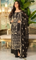 Embroidered Crinkle Chiffon Center Panel & Side Panel Front 1 M Embroidered Crinkle Chiffon Back 1 M Embroidered Patch A For Front & Back 2 M Dyed Crinkle Chiffon Sleeves 0.67 M Sleeves Embroidered Patch 1 M Embroidered Crinkle Chiffon Dupatta 2.5 M Dyed Silk Trouser 2.5 M