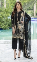 Embroidered Lawn Front 1 M Dyed Lawn Back 1 M Neckline Embroidered Patch 1 M Embroidered Kawia Patch For Front & Back Daman 2 M Embroidered Lawn Sleeves 0.67 M Sleeves Embroidered Patch 1 M Embroidered Crinkle Chiffon Dupatta 2.5 M Dyed Cotton Trouser 2.5 M