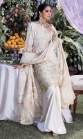 Dyed Jacquard Front 1.14 M Dyed Jacquard Back 1.14 M Neckline Embroidered Patch 1 Pc Embroidered Patch For Front & Back Daman 1.8 M Dyed Jacquard Sleeves 0.67 M Sleeves Embroiderd Patch 1 M Dyed Jacquard Dupatta 2.5 M Dyed Silk Trouser 3 M