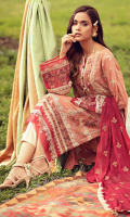 Embroidered Lawn Front 1.14 M Embroidered Lawn Back 1.14 M Embroidered Neckline Patch 1 Pc Embroidered Patch A For Front Daman 0.92 M Embroidered Patch B For Front Daman 0.92 M Dyed Patch For Front Daman 0.20 M Embroidered Lawn Sleeves 0.67 M Embroidered Sleeves Patch A 1.00 M Embroidered Sleeves Patch B 1.00 M Embroidered Crinkle Chiffon Dupatta 2.50 M Dyed Cotton Trouser 2.50 M