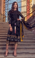 Digital print chikan embroidered front Digital print back and sleeves Digital print pure chiffon dupatta Dyed trouser Embroidered finishing for shirt Embroidered trouser border