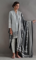 Soft texture linen with monotone hand printed geometric patterns shirt. Paired with our beautiful versatile pashmina shawl crafted with off-white pigment and cotton chic pants.