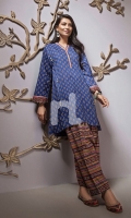 Blue Printed Stitched Lawn Shirt & Printed Shalwar - 2PC