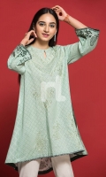 Green Digital Printed Embroidered Stitched Lawn Shirt - 1PC