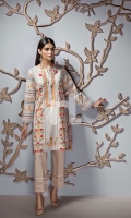 White Digital Printed Embroidered Stitched Lawn Shirt - 1PC