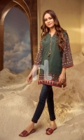 Green Printed Embroidered Stitched Lawn Shirt - 1PC