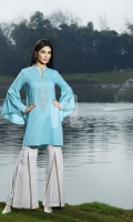 Blue Embroidered Formal Stitched Cotton Shirt - 1Pc