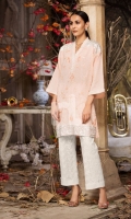 Peach Embroidered Formal Stitched Cotton Shirt - 1Pc