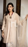 Embroidered Stitched Formal Cotton Net Shirt & Polyester Net Dupatta – 2PC