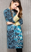 Blue Embroidered Stitched Crepe Shirt -1PC