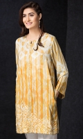 Yellow Embroidered Stitched Linen Shirt - 1PC