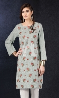 Grey Embroidered Stitched Karandi Shirt - 1PC