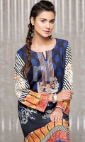 Blue Embroidered Stitched Crepe Shirt - 1PC