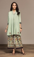Dyed Embroidered Stitched Lawn Frock & Printed Trouser - 2PC