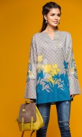 Grey Embroidered Stitched Lawn Shirt- 1PC