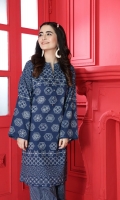 Printed Stitched Cotton Karandi Shirt & Trouser With Mask- 2PC