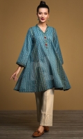 Blue Printed Stitched Karandi Shirt - 1PC