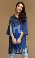 Blue Digital Printed Stitched Cotton Karandi Shirt - 1PC