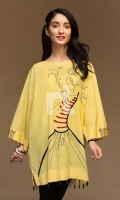 Yellow Dyed Embroidered Stitched Slub Lawn Shirt - 1PC