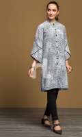 Grey Digital Printed Stitched Khaddar Shirt - 1PC