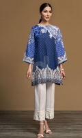 Blue Digital Printed Embroidered Stitched Khaddar Shirt - 1PC