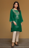 Green Embroidered Stitched Yarn Dyed Shirt - 1PC
