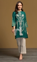 Green Printed Embroidered Stitched Karandi Shirt - 1PC