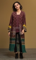 Maroon Printed Stitched Khaddar Jacket & Dyed Camisole - 1PC