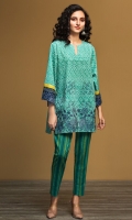 Green Printed Embroidered Stitched Karandi Shirt & Printed Trouser - 2PC