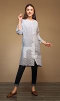 Grey Dyed Stitched Cotton Button Down Shirt - 1PC