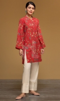 Red Digital Printed Stitched Khaddar Shirt - 1PC