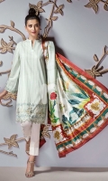 - Basic Neckline & V Slit  - Embroidered Hem & Sleeves  - Printed Silk Dupatta